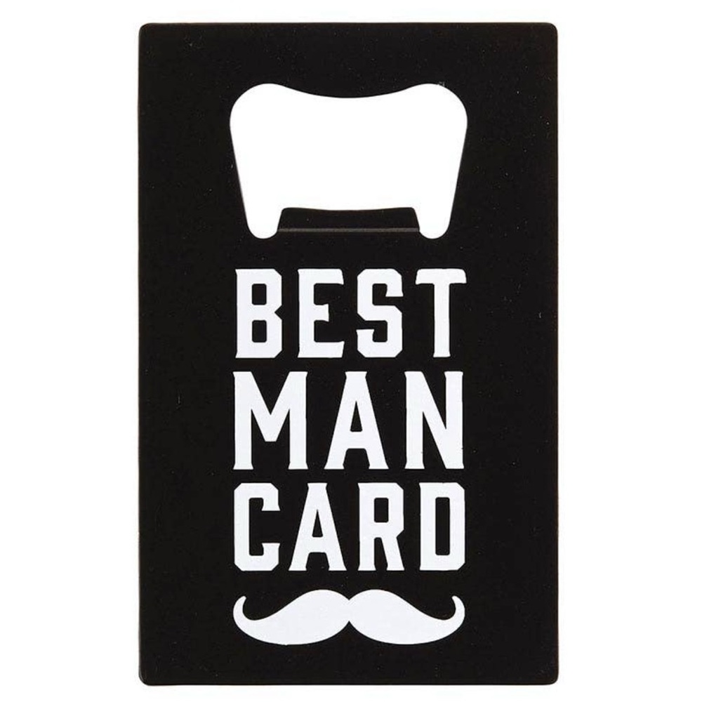 Black Best Man Card Bottle Opener